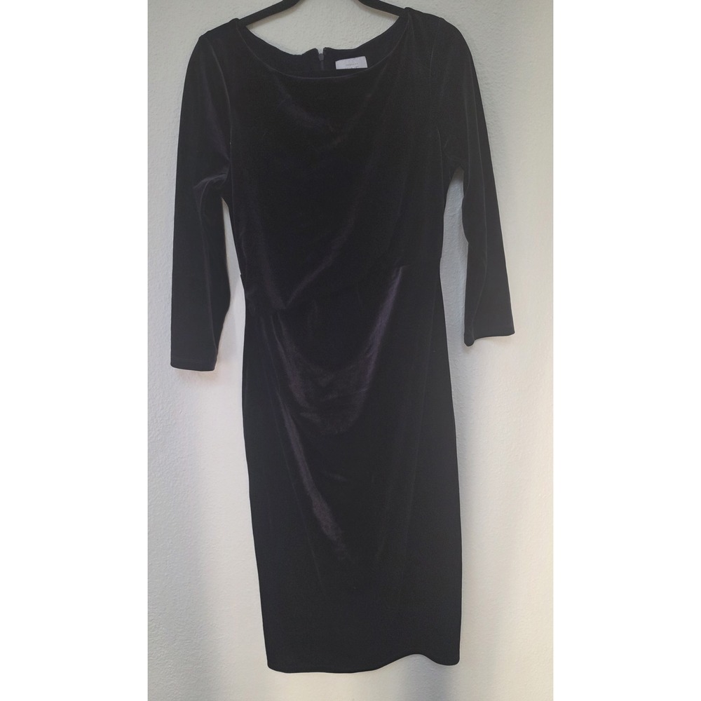 Seraphine Luxe Midi Dress Size 10 Dark Purple Velvet Long Sleeve Round Neck Gown